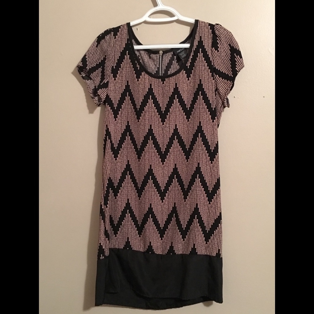 Light pink and black chevron dress